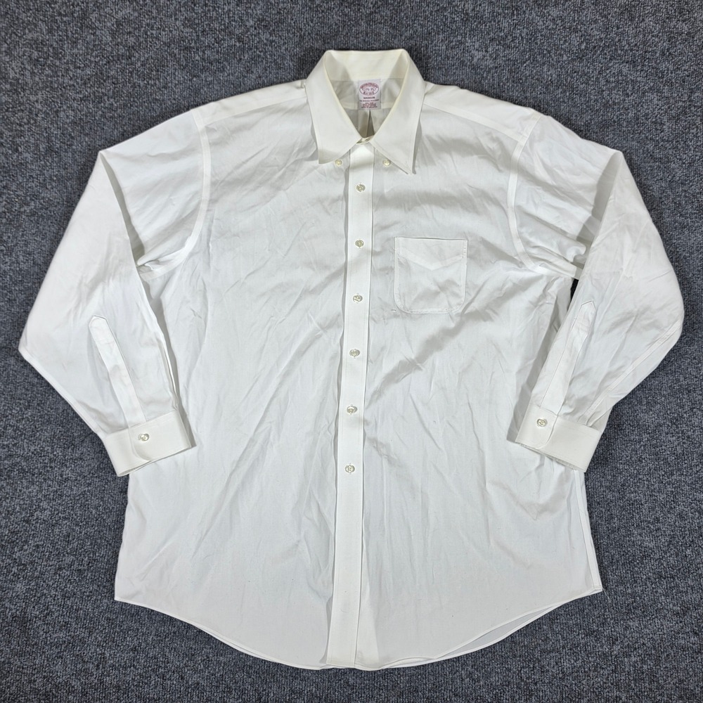 Brooks Brothers Madison Non-Iron White Supima Cotton Button Down Shirt 17.5 35